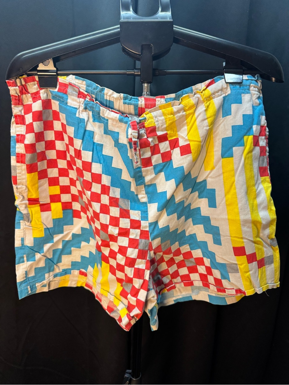 Rhapsody Red, Blue & Yellow Geometric Checkerboard Shorts